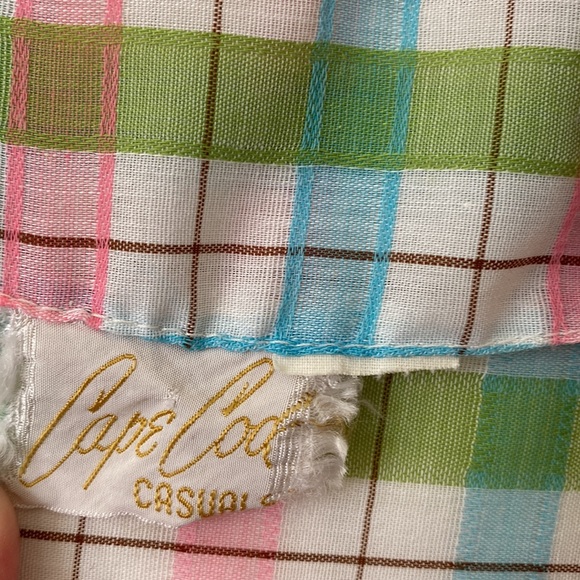 Vintage 60s Pastel Rainbow Plaid Zip Front Belted Housedress M/L - Picture 7 of 9